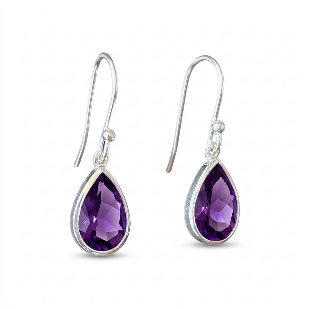 Orchid Drop — Amethyst Teardrop Dangle Earrings | 925 Silver