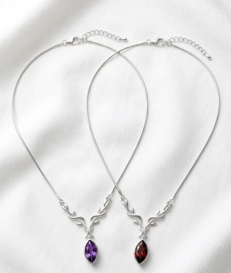Wild Stag - Amethyst Stag Necklace in 925 Silver