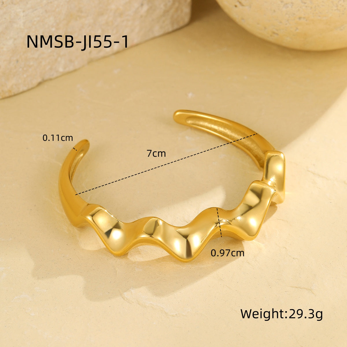 Waves Solid Cuff Bracelet | Stainless Steel