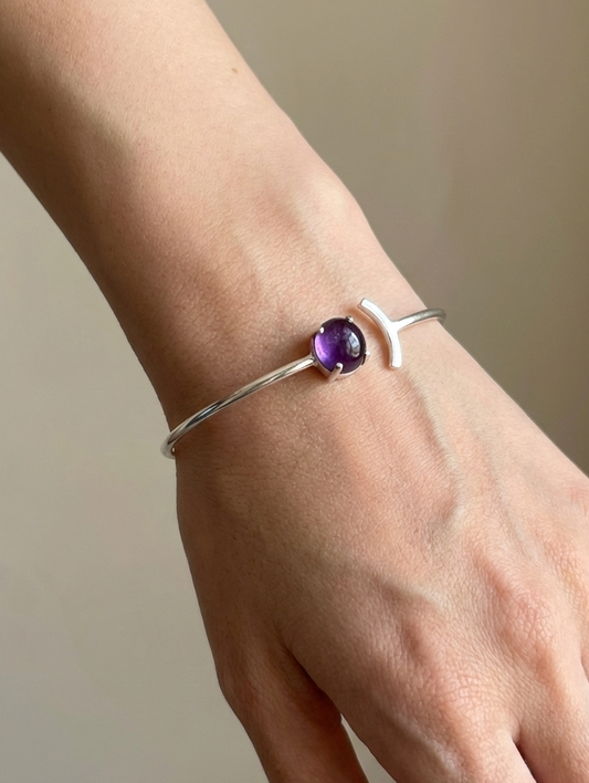 Celestial Cuff - Adjustable Amethyst Cuff Bangle for women | 925 Silver