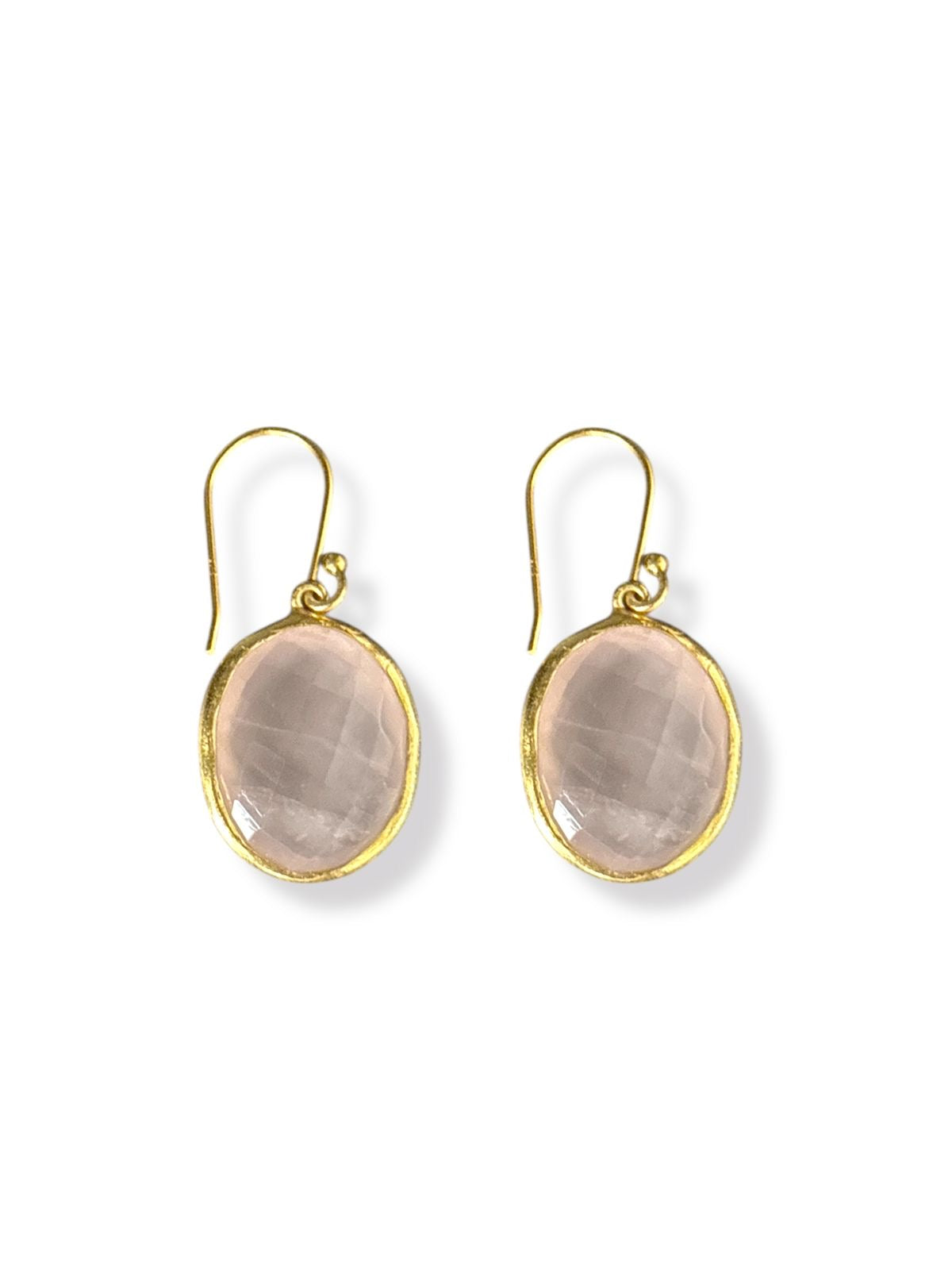 Rose Gold - Rose Quartz Golden Dangler Earrings | 925 Silver