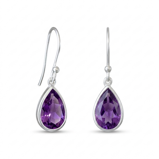 Orchid Drop — Amethyst Teardrop Dangle Earrings | 925 Silver