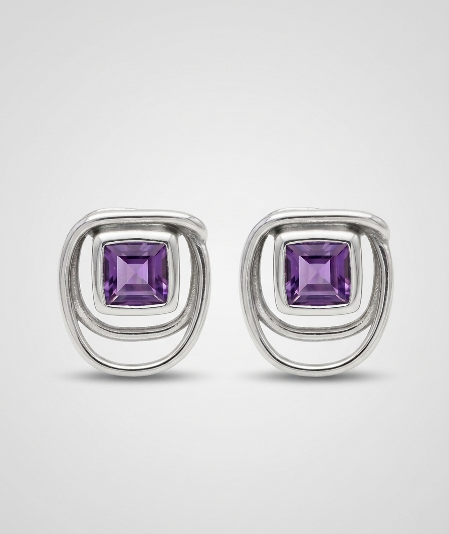 Lavender Lines — Amethyst Stud Earrings | 925 Silver