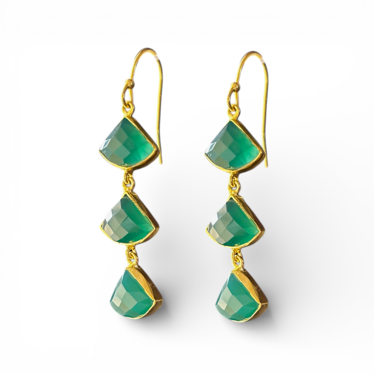 Forest Drops - Green Onyx Drop Earrings | 925 Silver