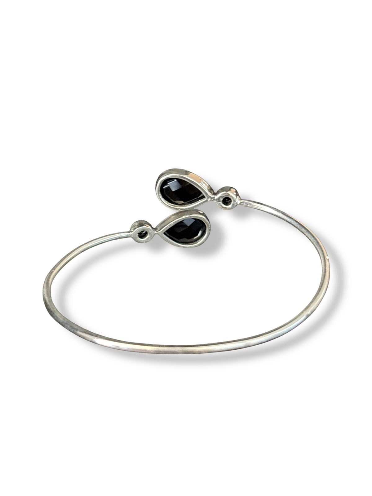 Eclipse Bangle - Two Stone Black Onyx Bangle | 925 Silver