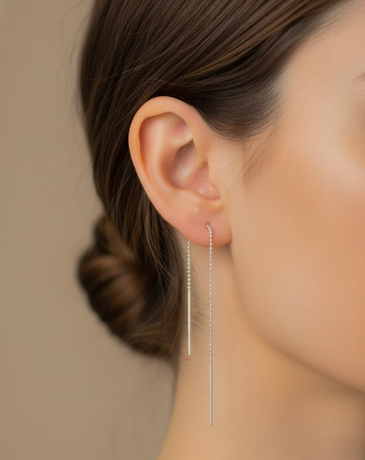 Silver Thread - Dainty Threader Earrings | 925 Silver