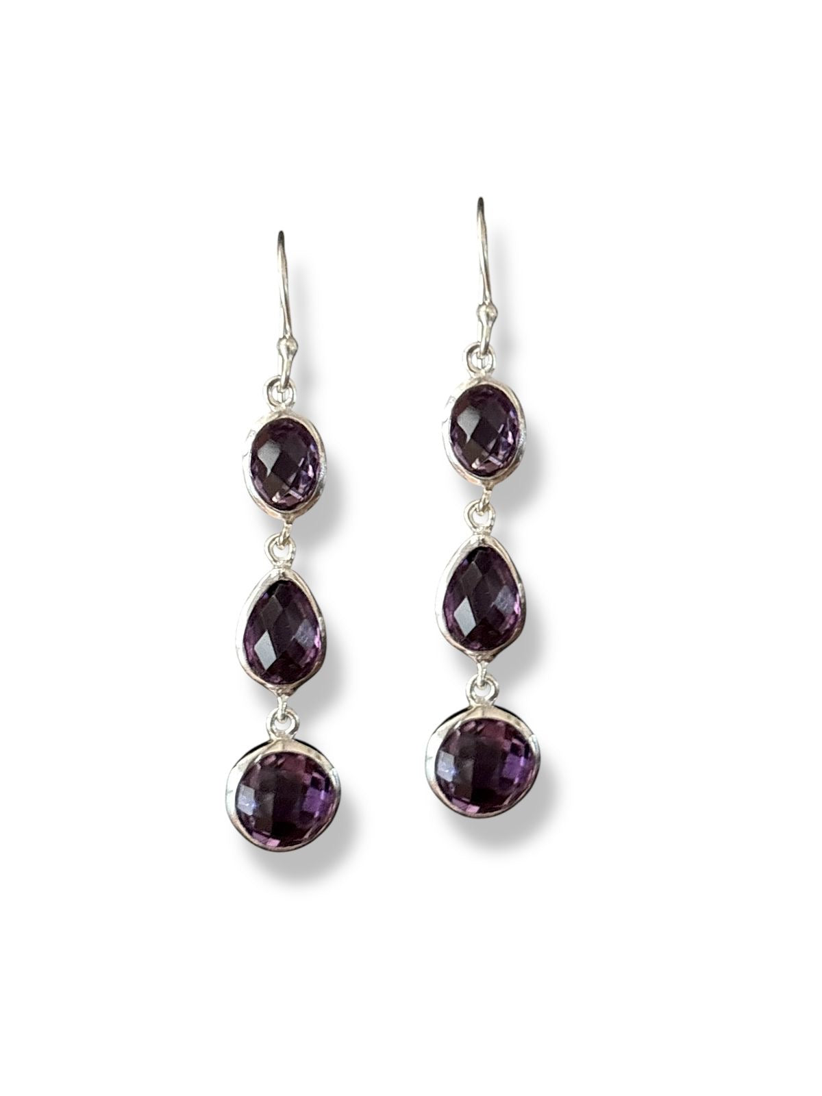 Lilac Drop - Amethyst Cascade Dangler Earrings | 925 Silver