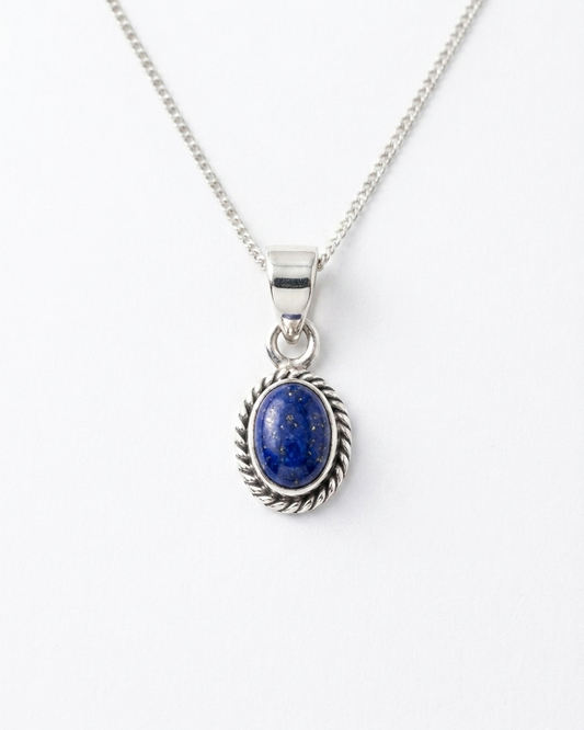 Celestial Lapis — Lapis Lazuli Oval Pendant | 925 Silver