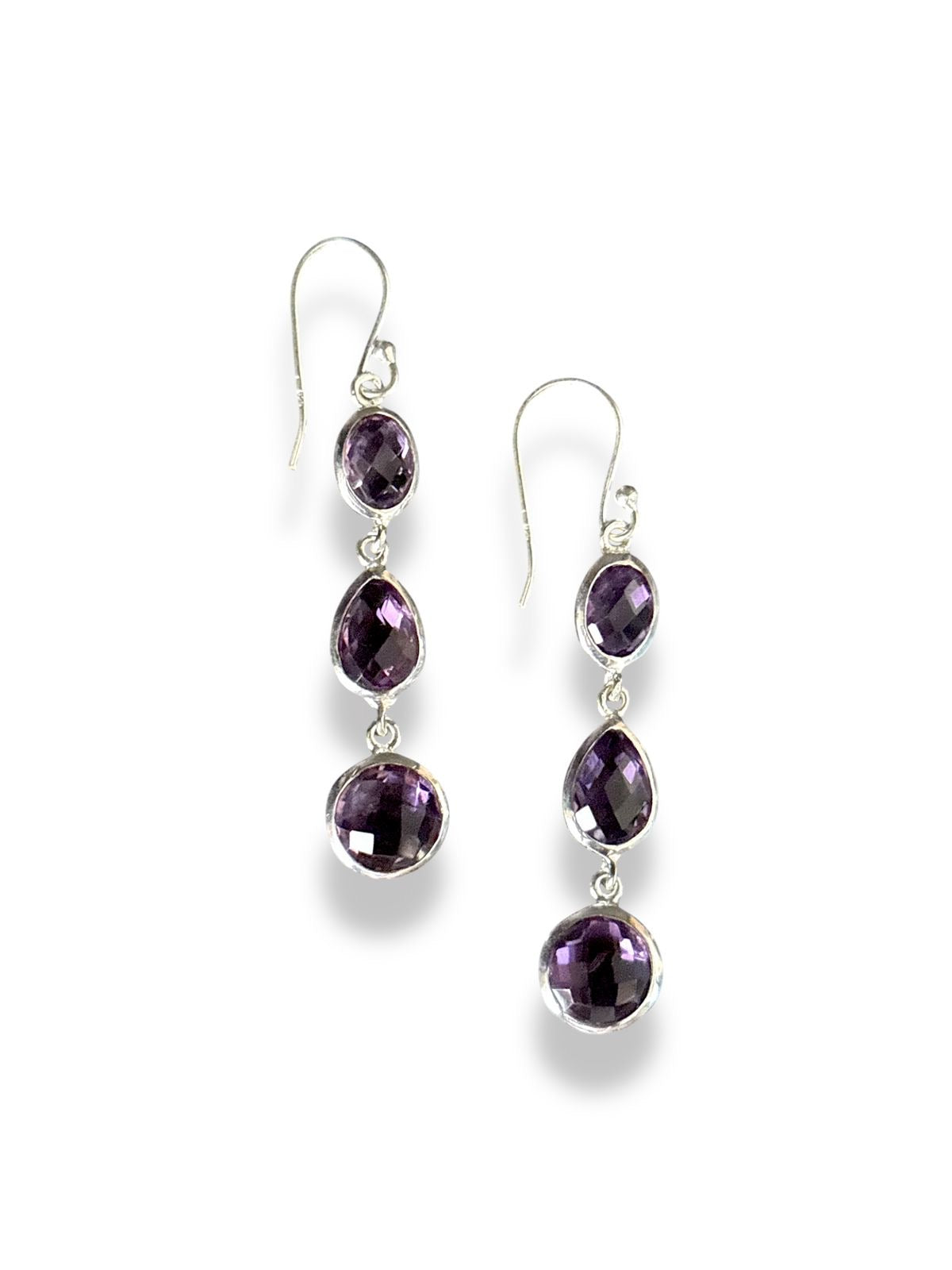 Lilac Drop - Amethyst Cascade Dangler Earrings | 925 Silver