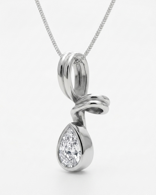 Silver Dewdrop — CZ Teardrop Pendant | 925 Silver
