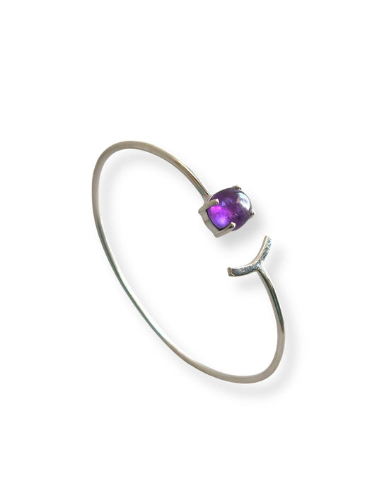 Celestial Cuff - Adjustable Amethyst Cuff Bangle for women | 925 Silver