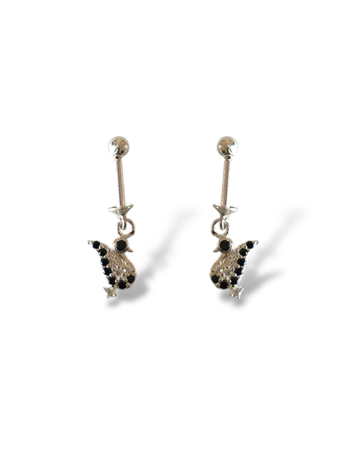 The Black Swan - Dainty CZ Helix/Bugadi Earrings | 925 Silver