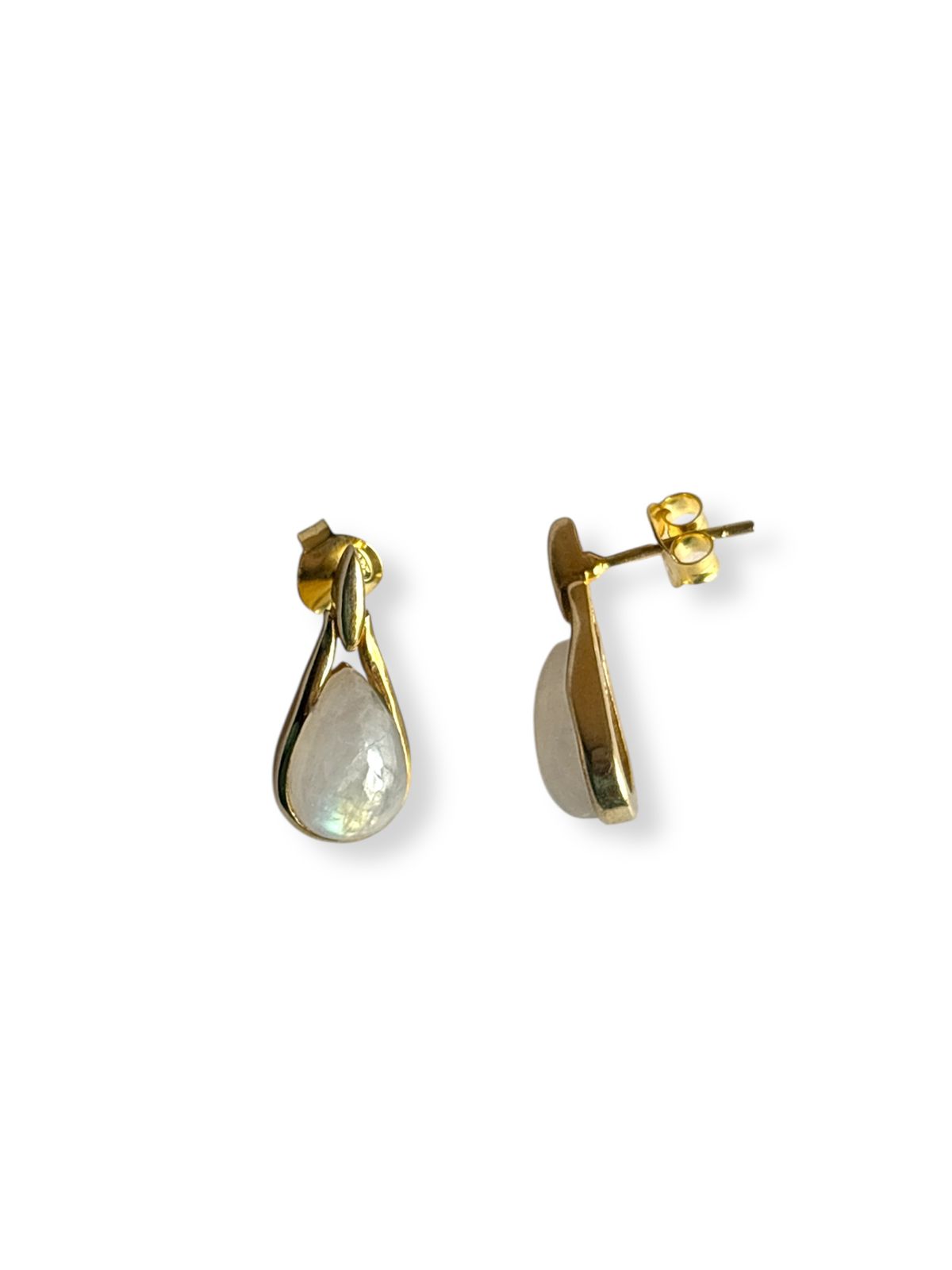 Golden Hour - Gold Plated Moonstone Stud Earrings | 925 Silver