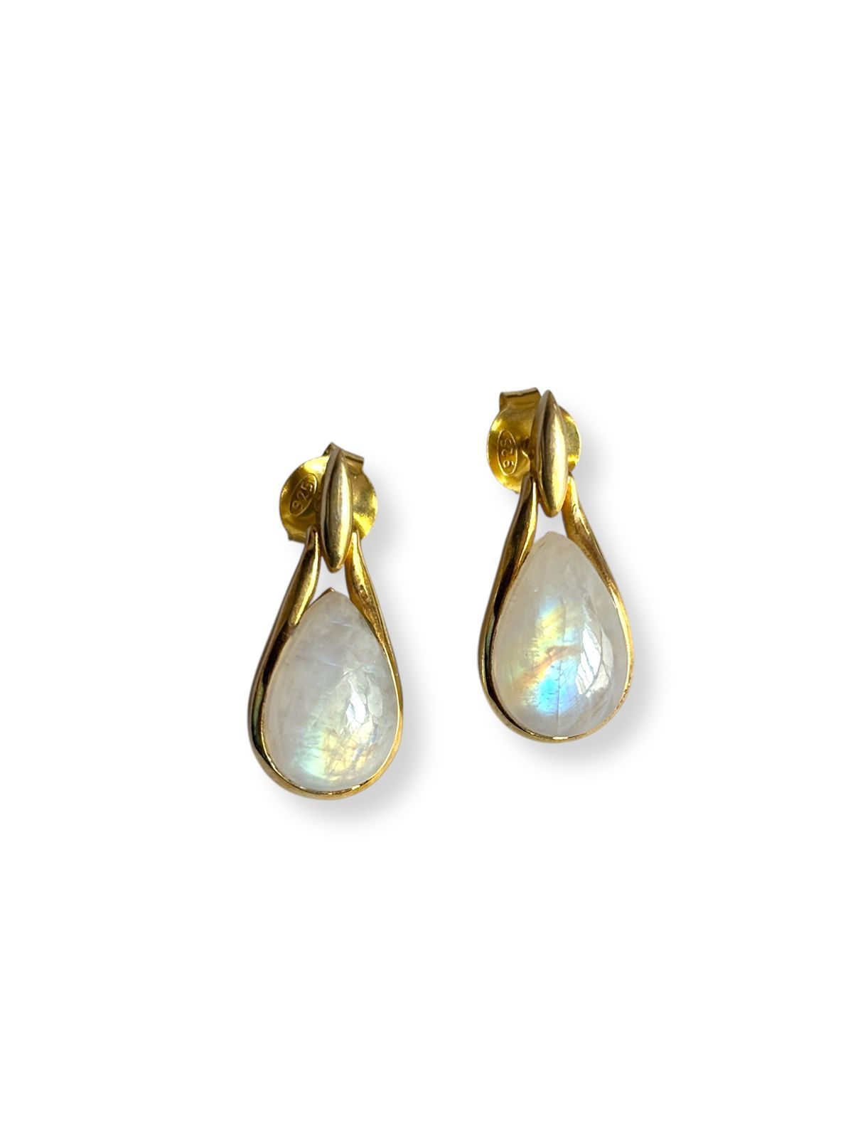 Golden Hour - Gold Plated Moonstone Stud Earrings | 925 Silver