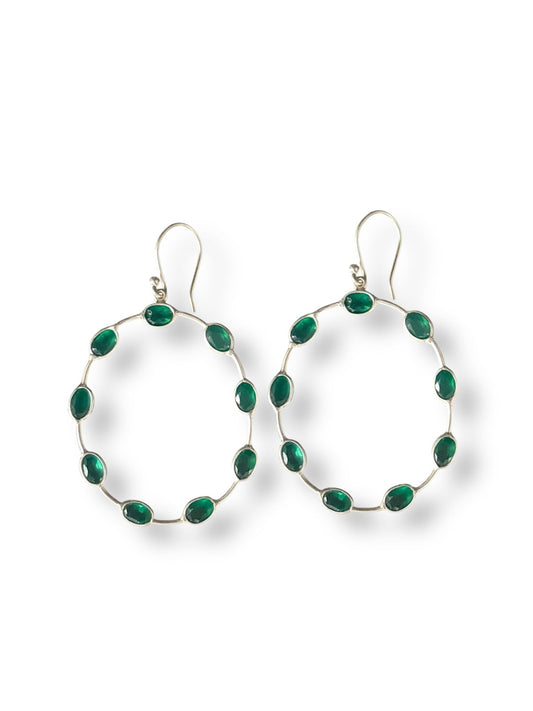 Emerald Glow - Green Onyx Earrings | 925 Silver