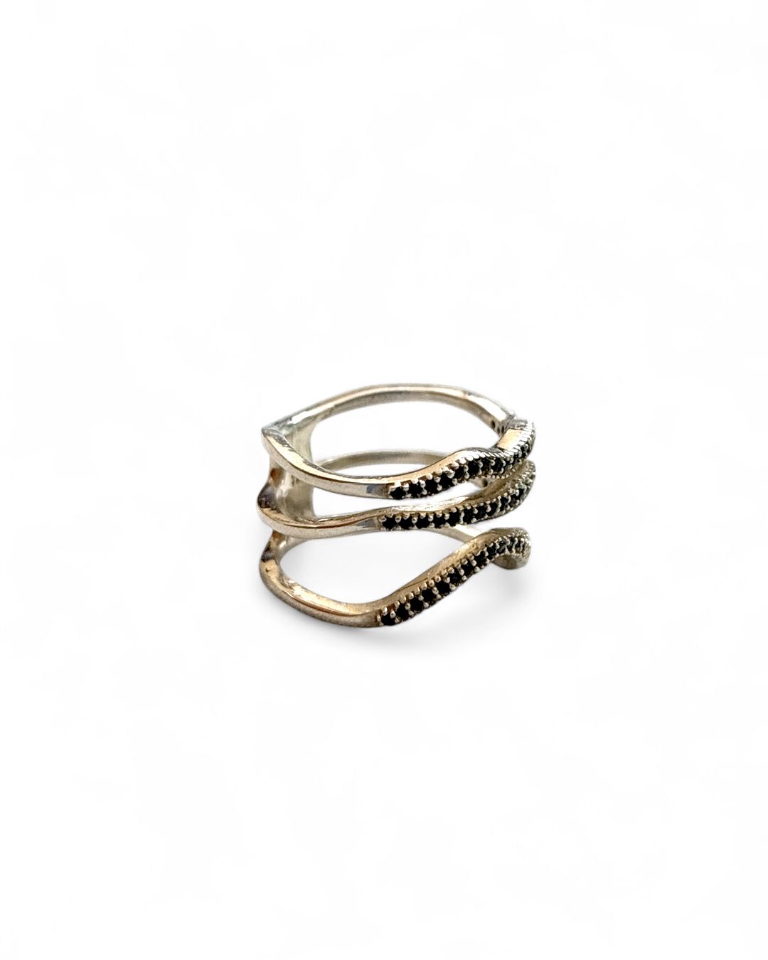 Midnight Wave - Designer Ring with Black Onyx | 925 Silver