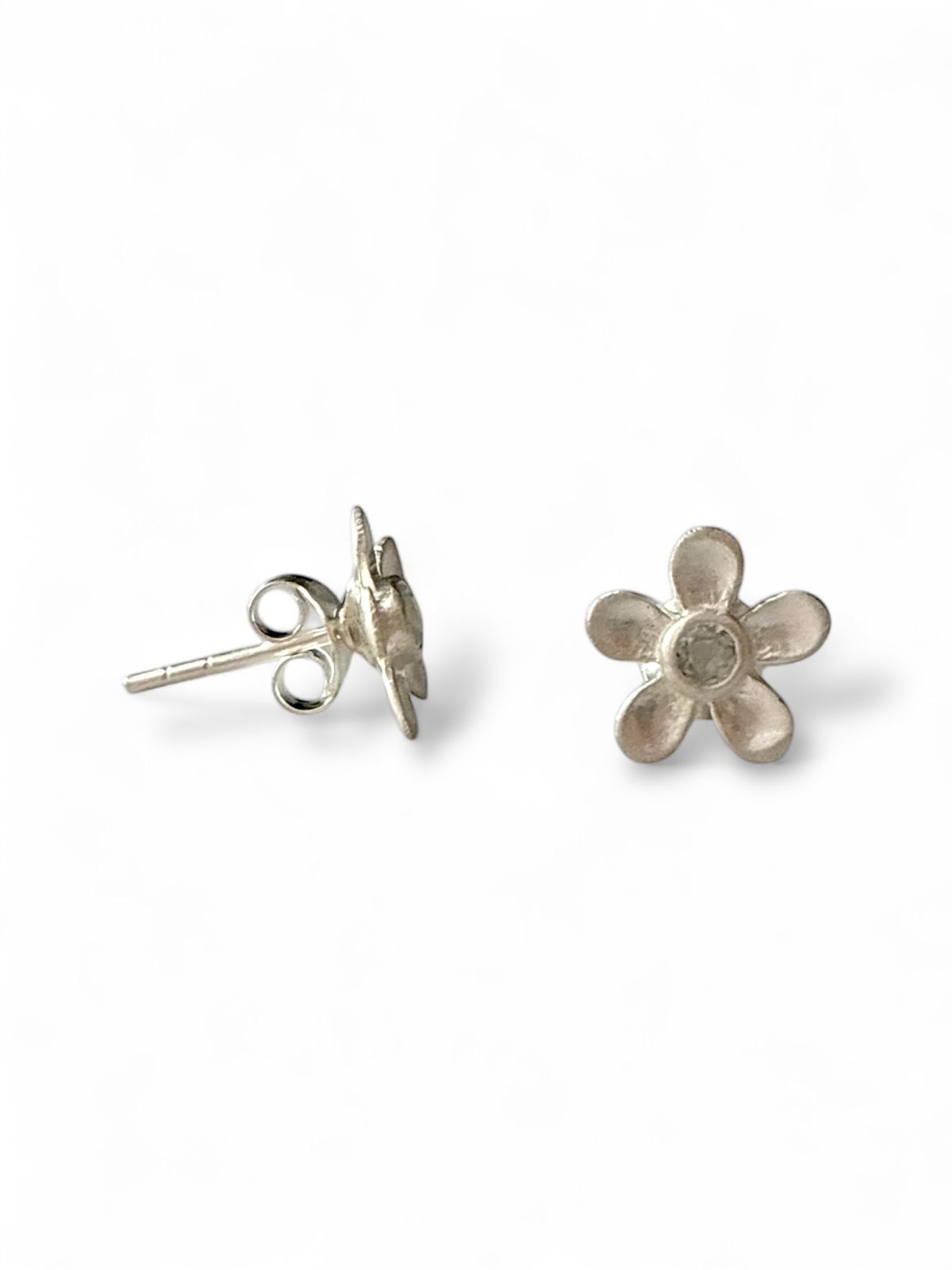 Lunar Bloom - Silver Flower Stud Earrings | 925 Silver