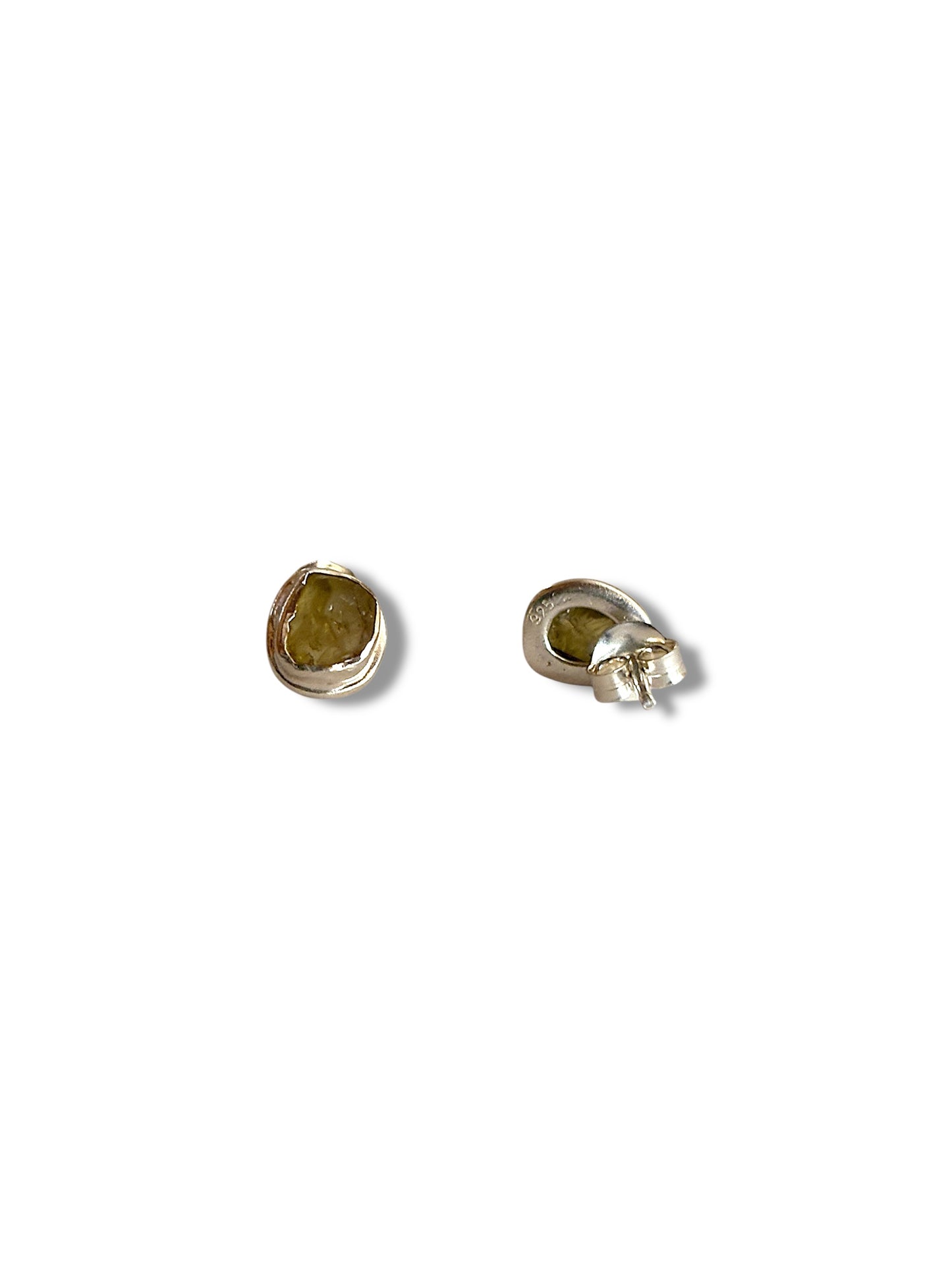 Olive Haze - Uncut Peridot Stud Earrings | 925 Silver