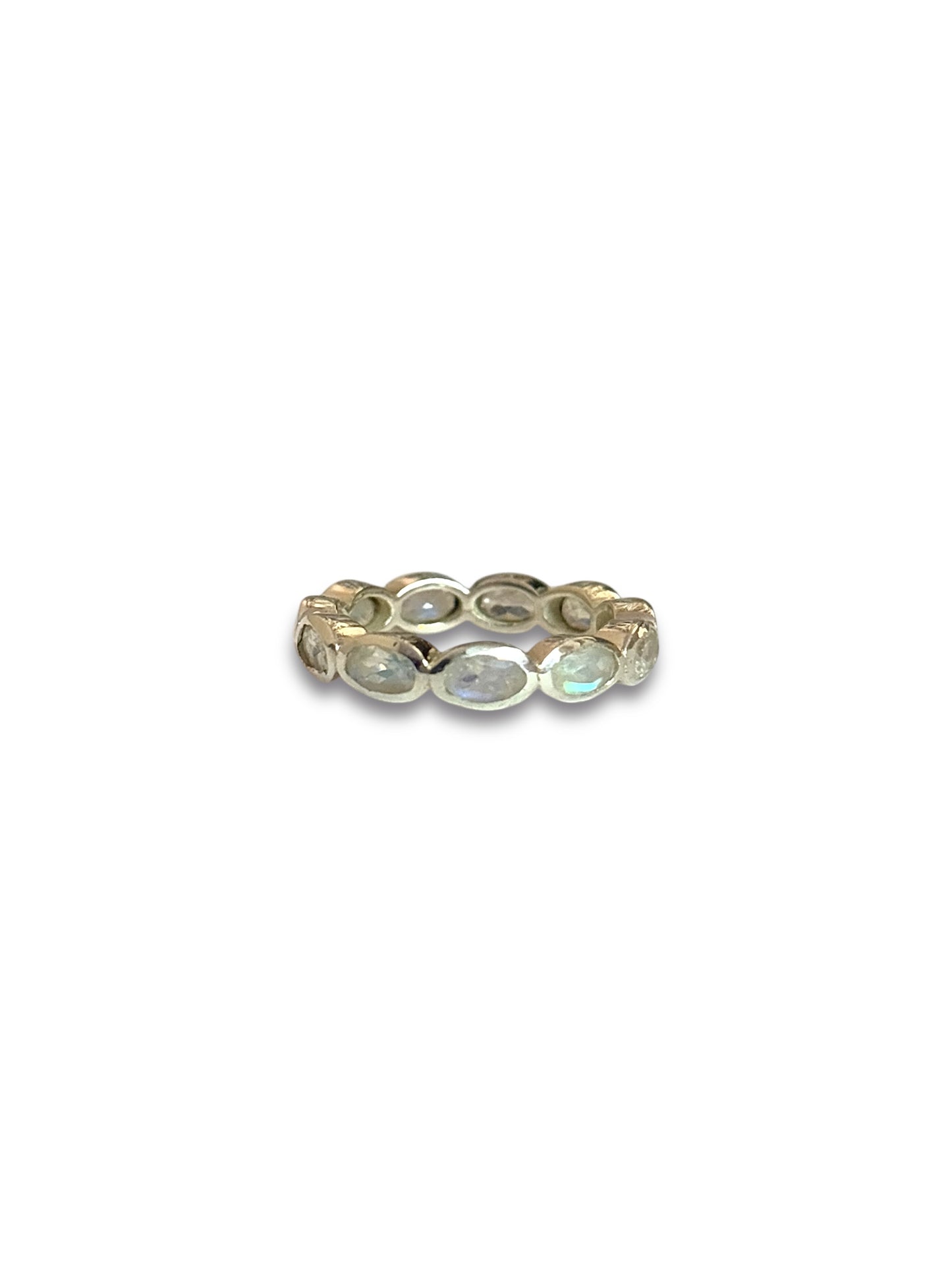 Lunar Loop - Rainbow Moonstone Band Ring | 925 Silver