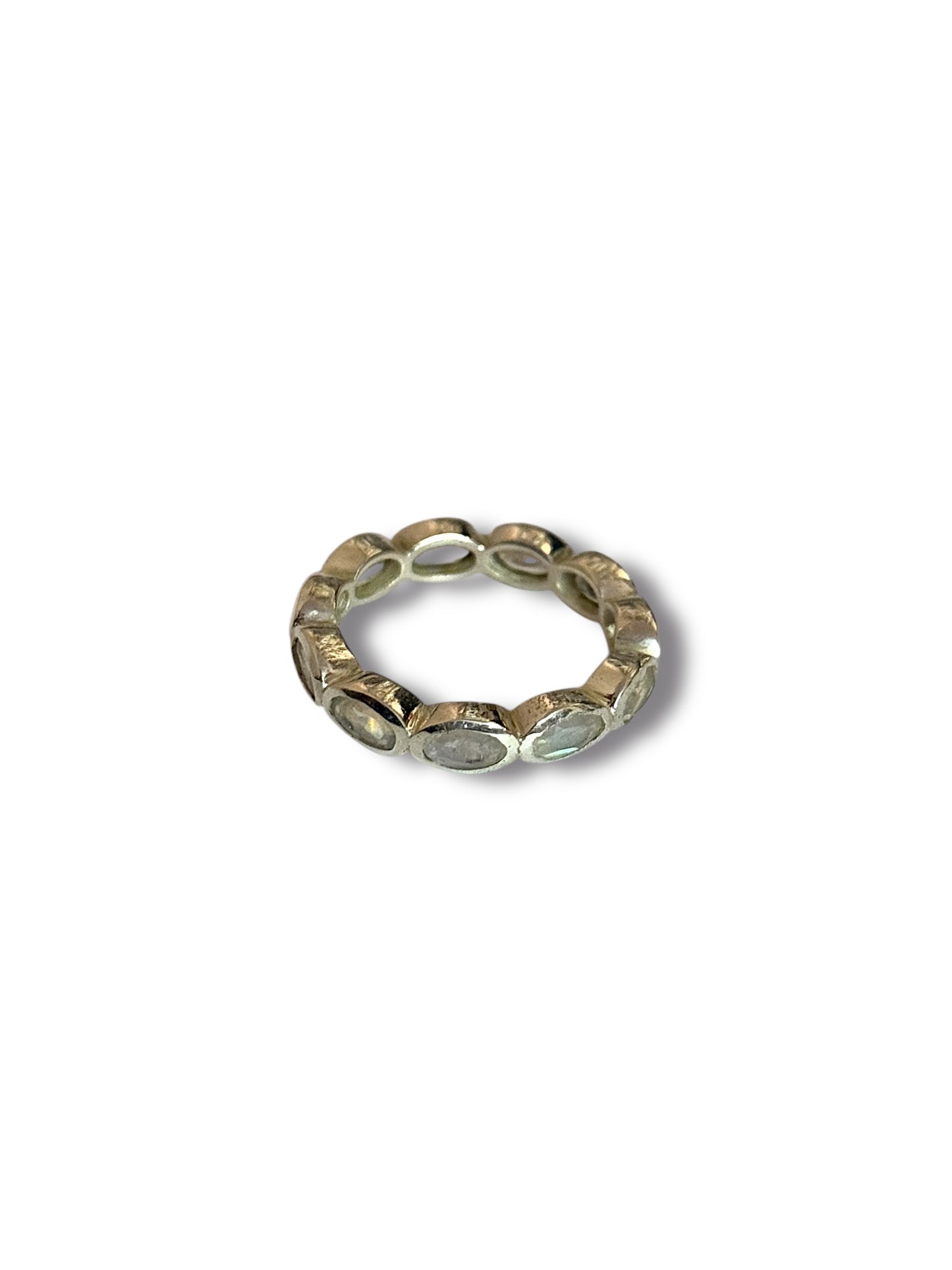 Lunar Loop - Rainbow Moonstone Band Ring | 925 Silver