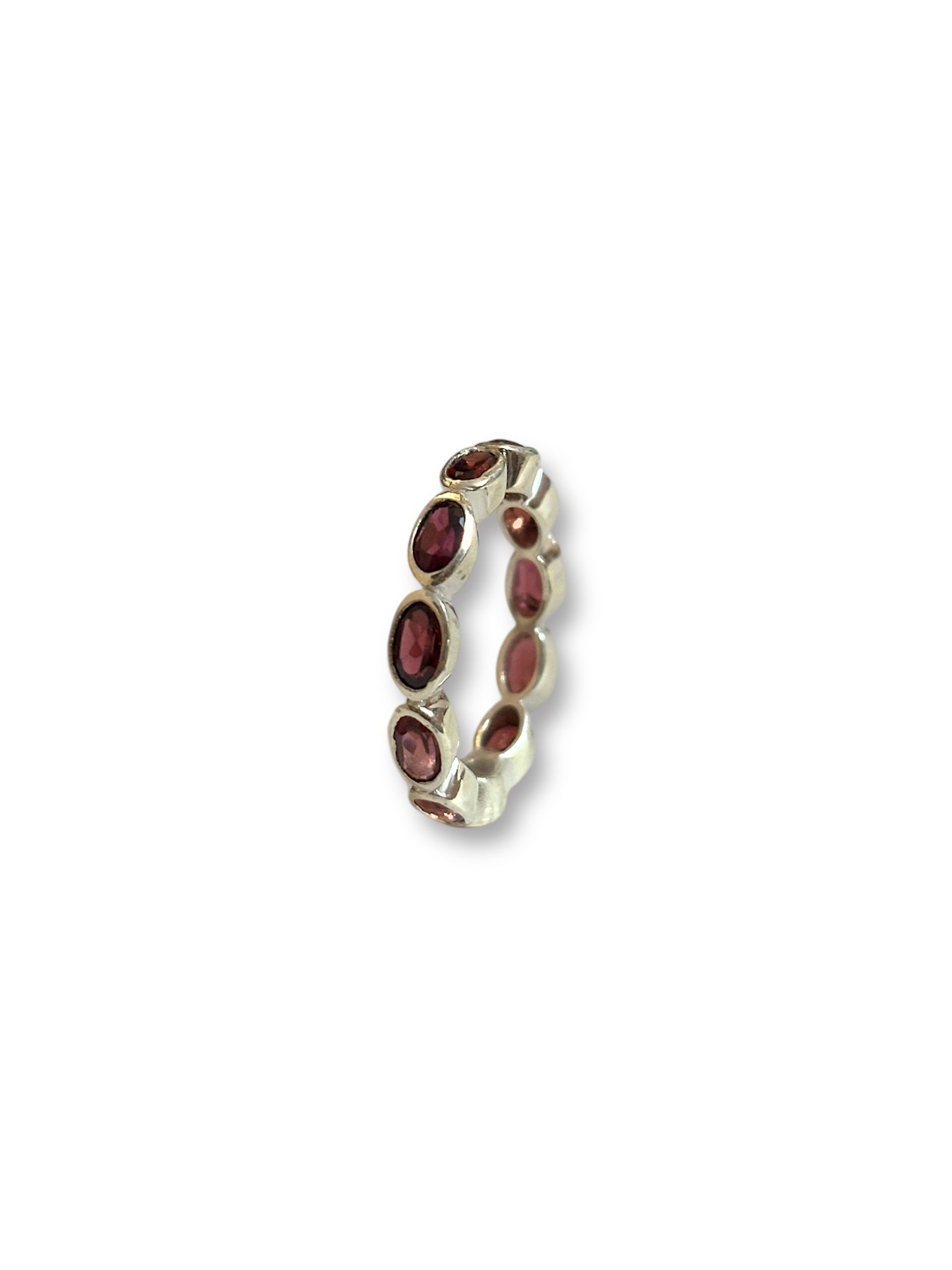 Crimson Loop - Garnet Band Ring | 925 Silver