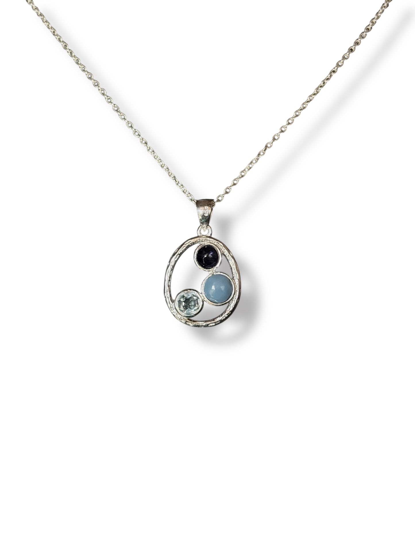 Halo of Blues - Blue Topaz Round Pendant | 925 Silver