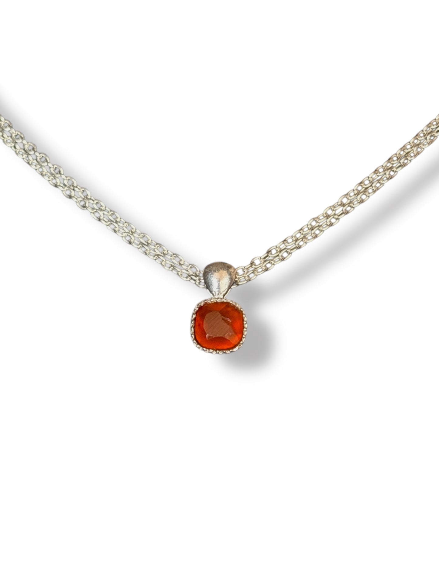 Amber Flame- Red Onyx Pendant | 925 Silver