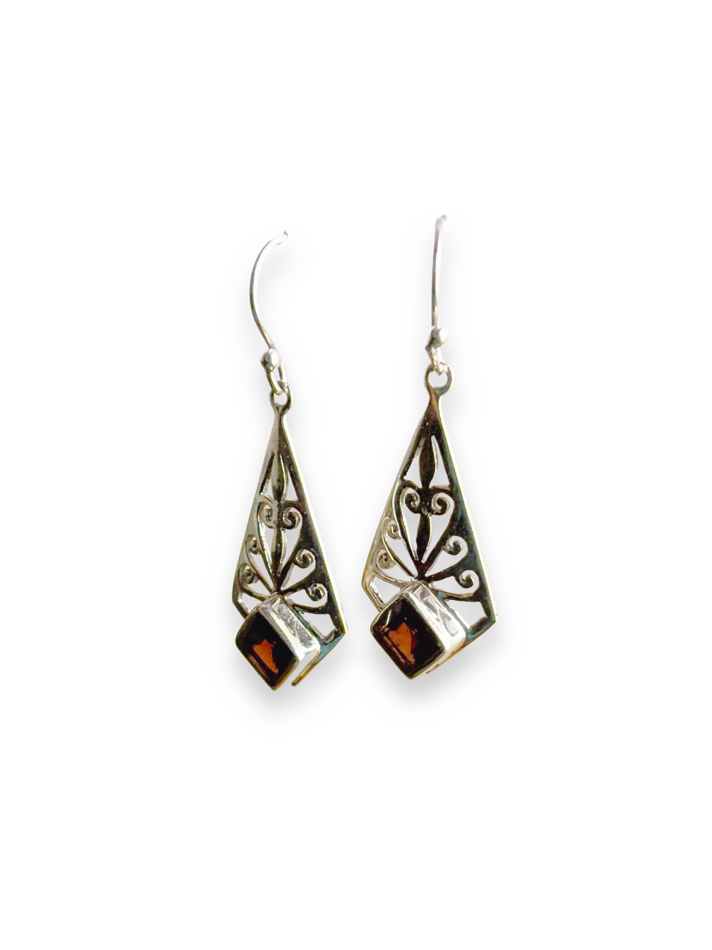 Wild Sangria - Garnet Cutwork Dangle Earrings | 925 Silver