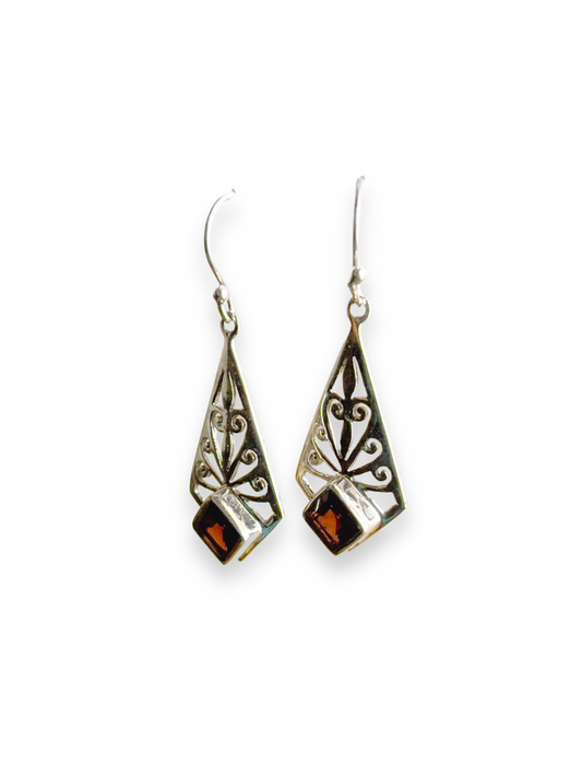 Wild Sangria - Garnet Cutwork Dangle Earrings | 925 Silver