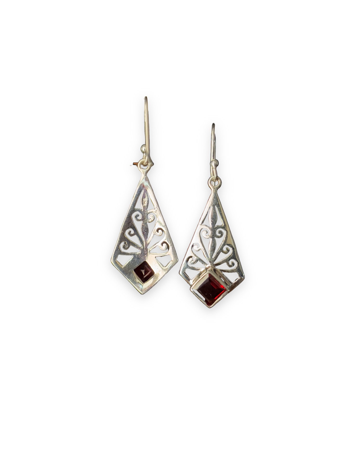 Wild Sangria - Garnet Cutwork Dangle Earrings | 925 Silver