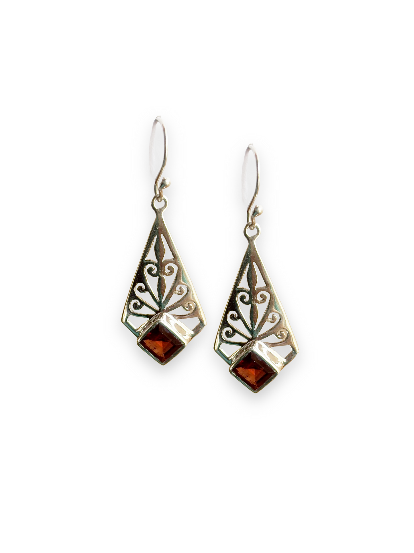 Wild Sangria - Garnet Cutwork Dangle Earrings | 925 Silver