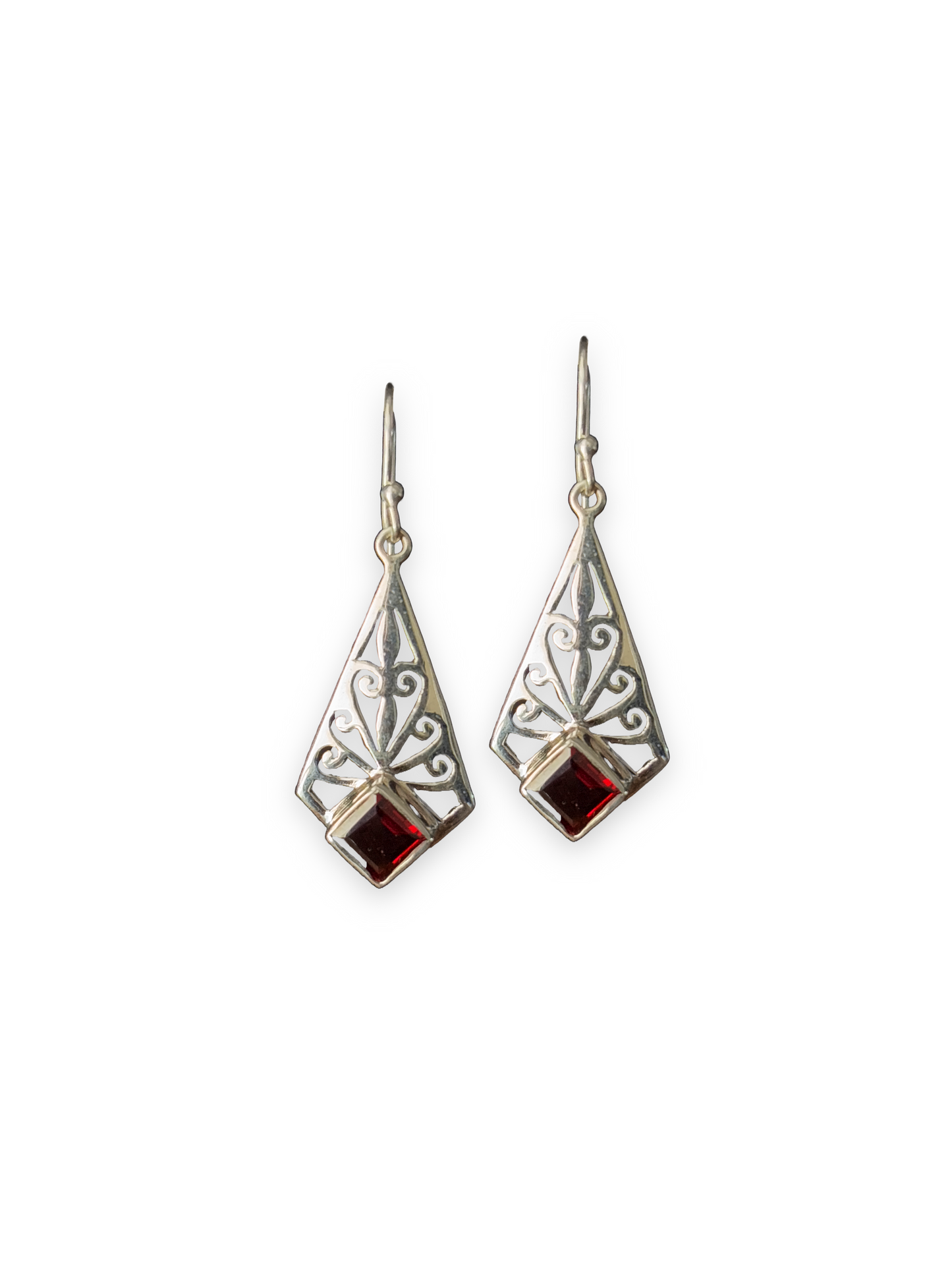Wild Sangria - Garnet Cutwork Dangle Earrings | 925 Silver