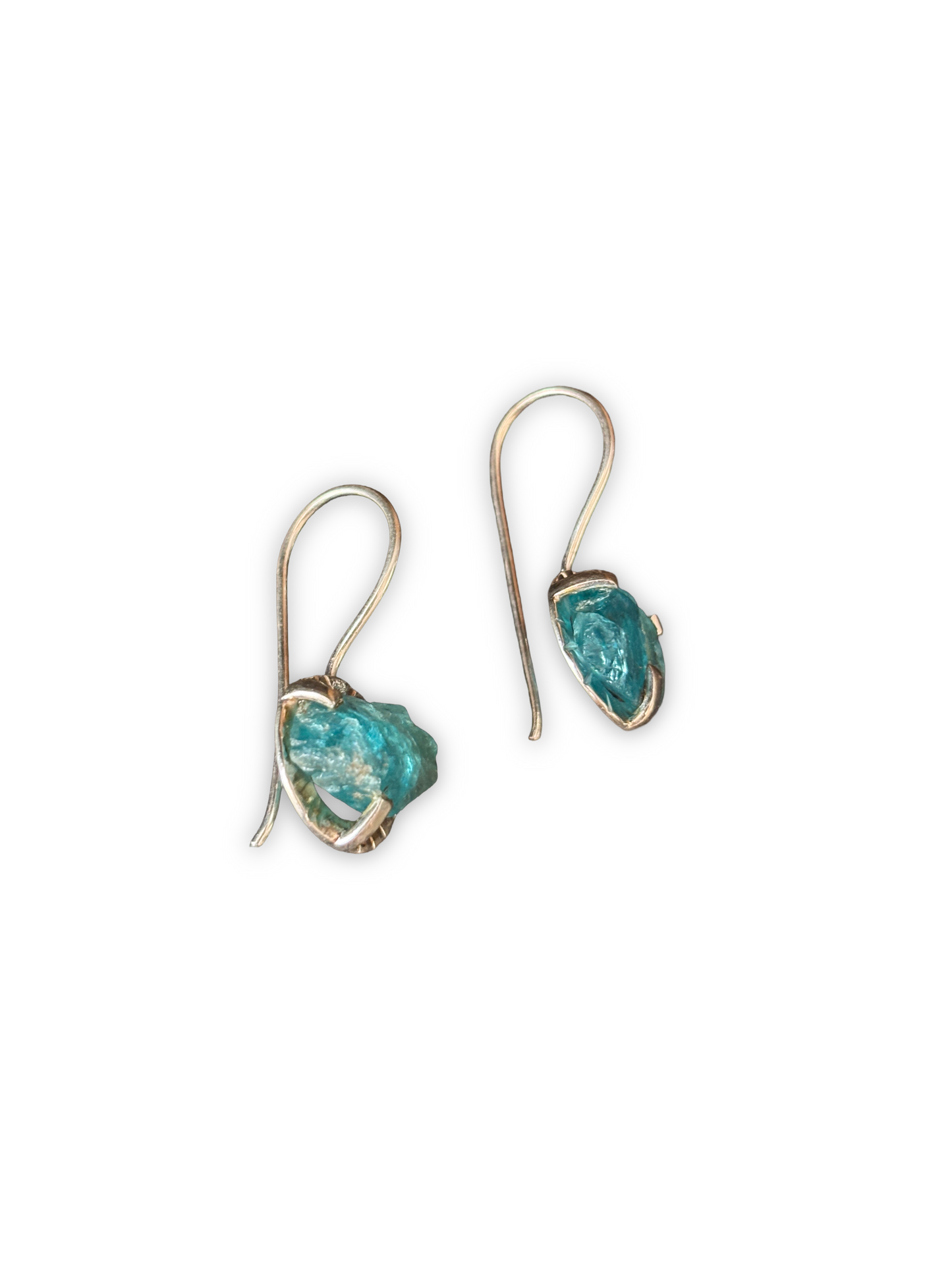 Coastline Drops - Raw Apatite Drop Earrings | 925 Silver