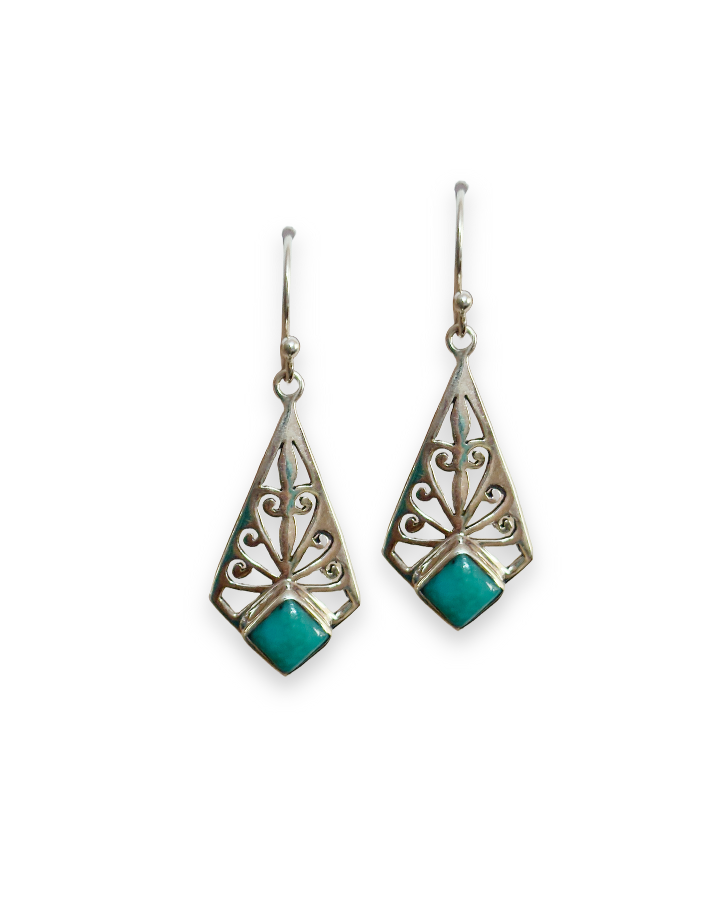 Sea Breeze - Turquoise Cutwork Dangle Earrings | 925 Silver