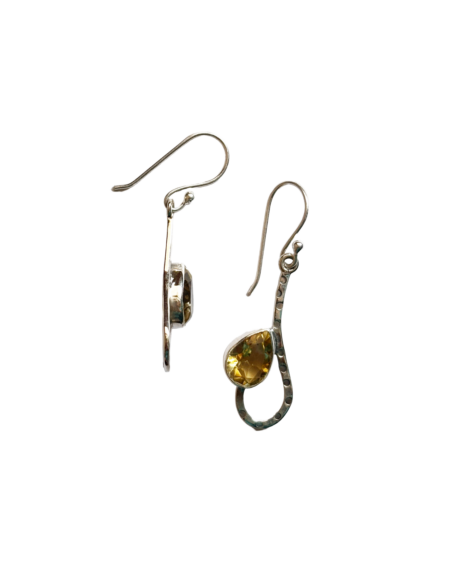 Golden Hour - Citrine Teardrop Dangle Earrings in 925 Silver