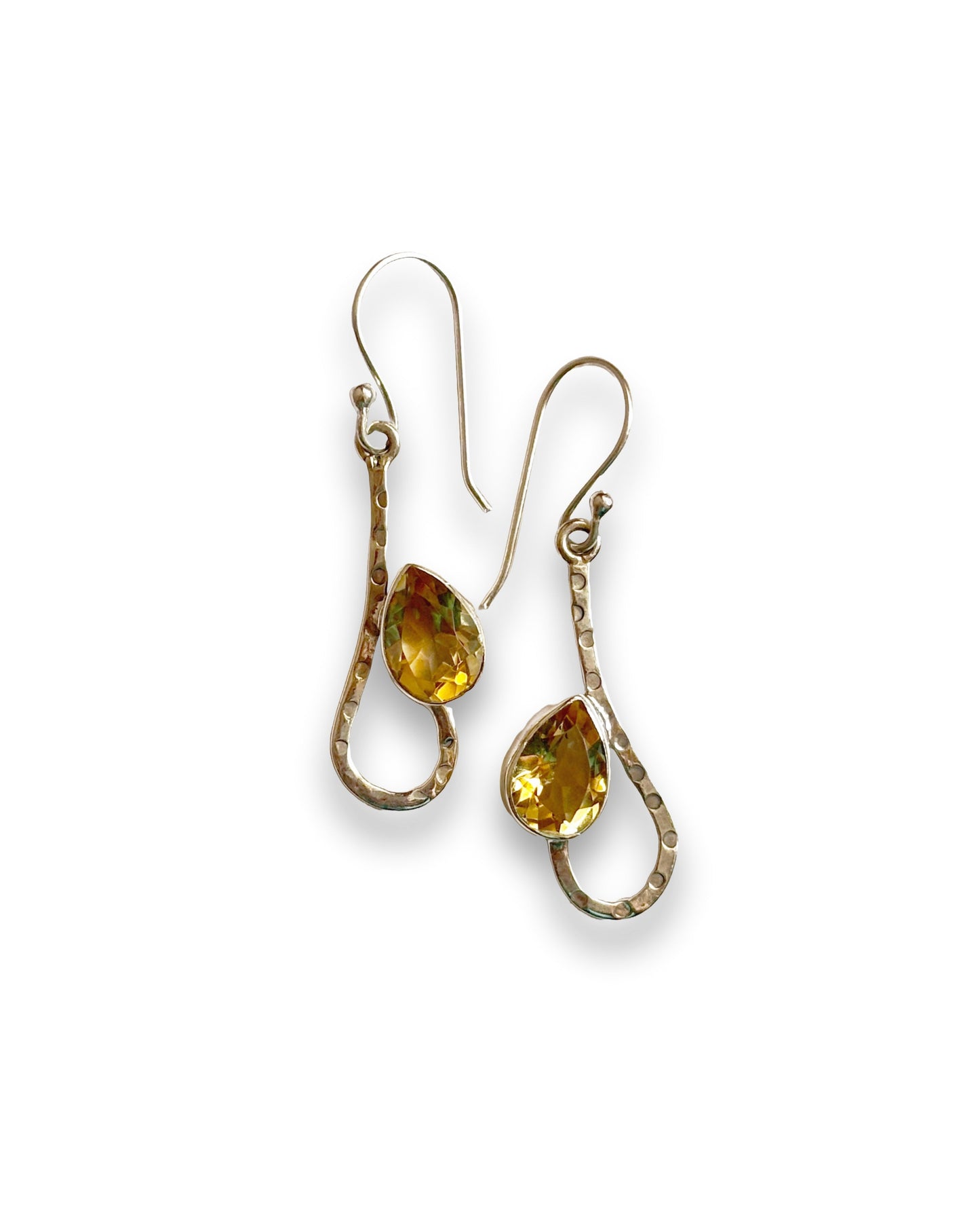 Golden Hour - Citrine Teardrop Dangle Earrings in 925 Silver
