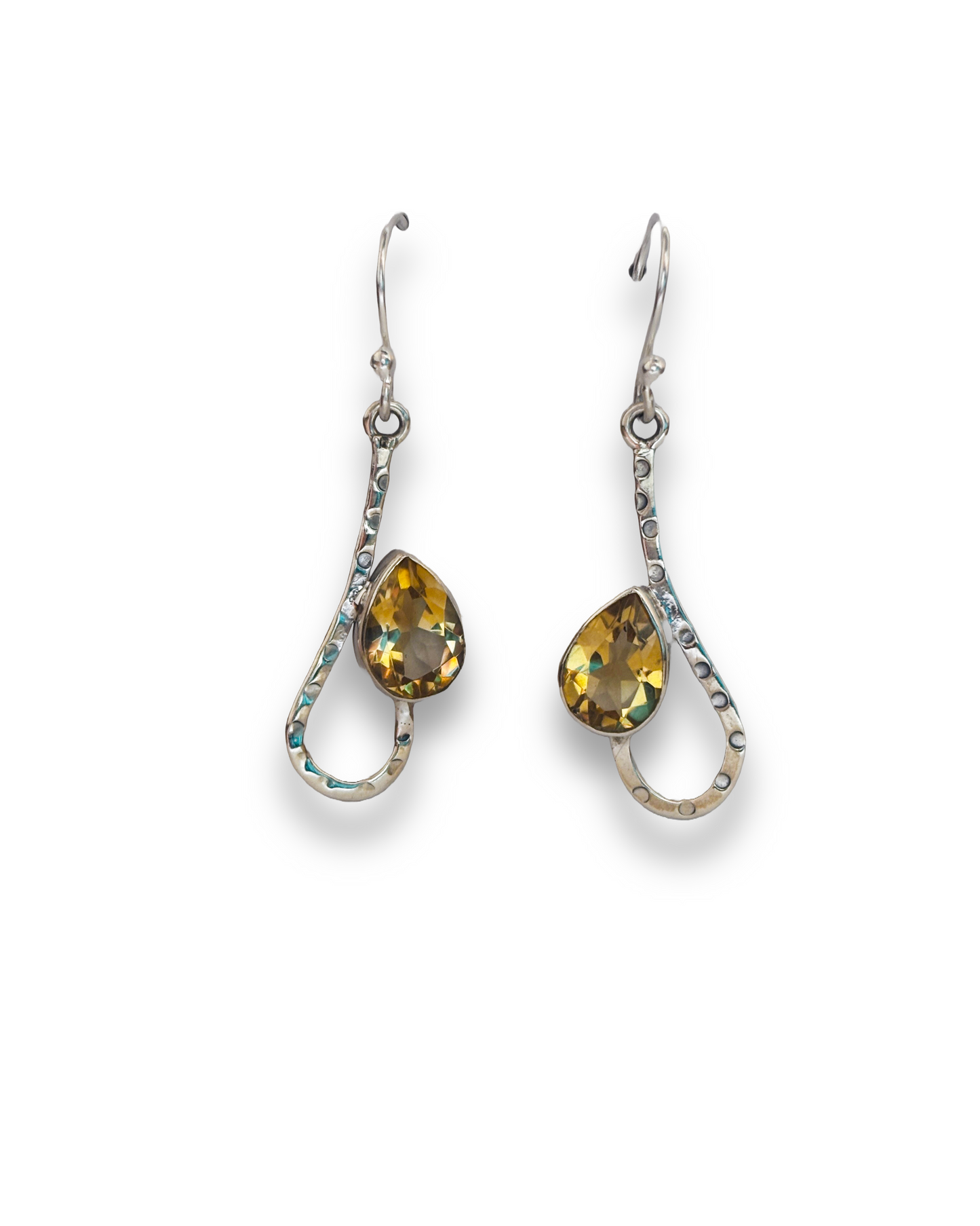 Golden Hour - Citrine Teardrop Dangle Earrings in 925 Silver