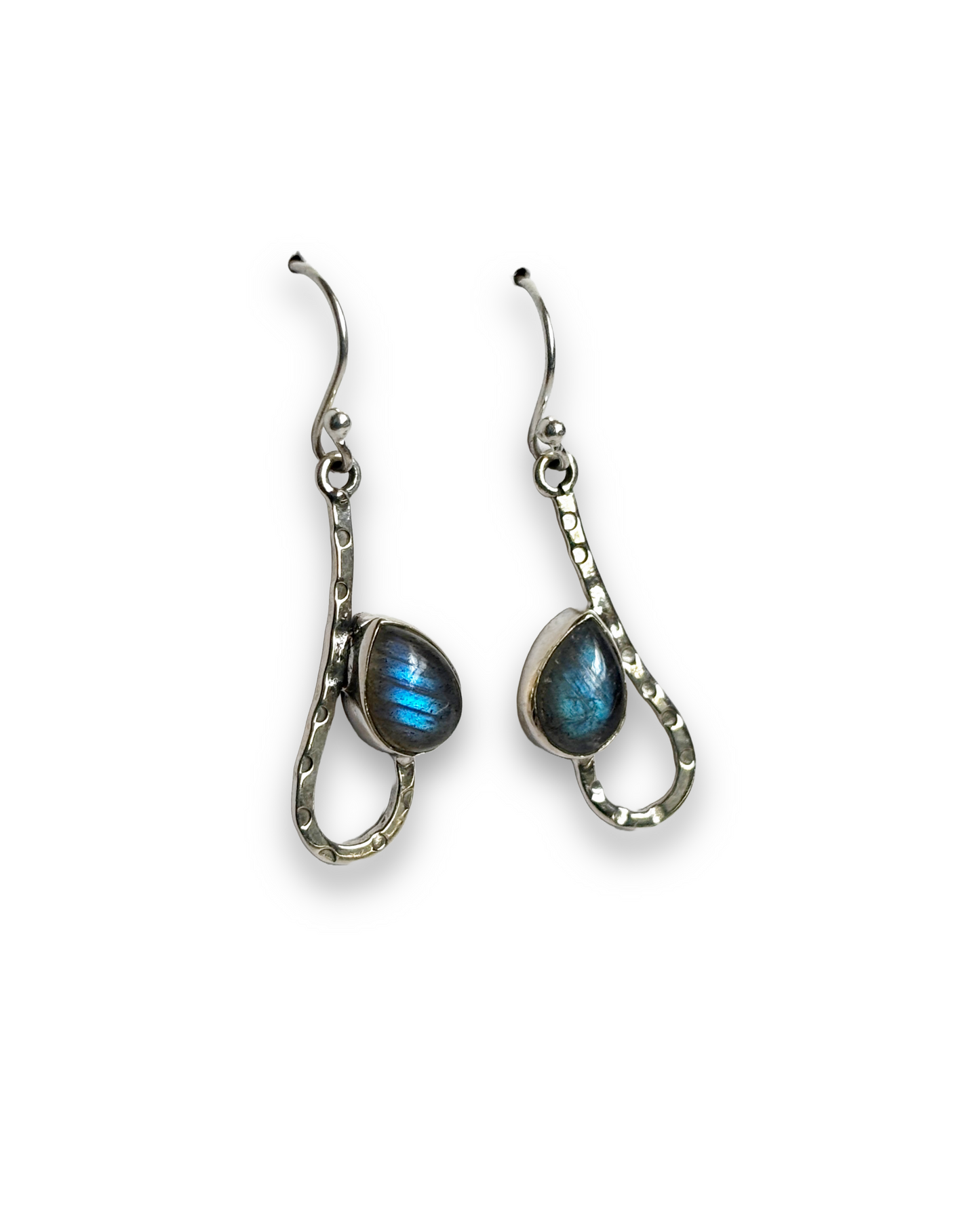 Iris Glow - Labradorite Teardrop Dangle Earrings in 925 Silver