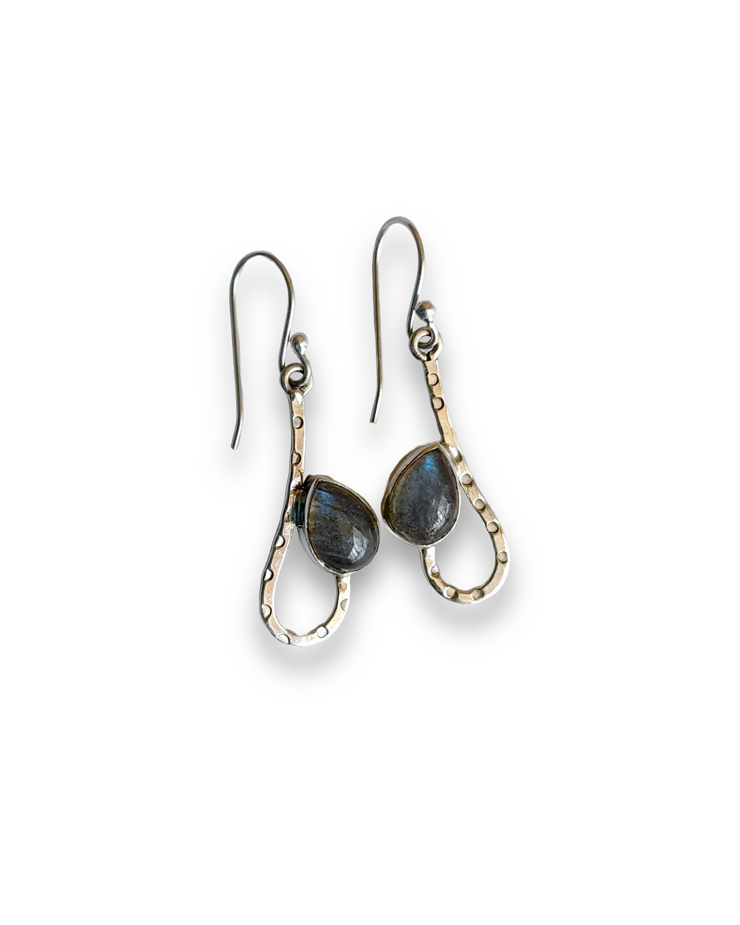 Iris Glow - Labradorite Teardrop Dangle Earrings in 925 Silver