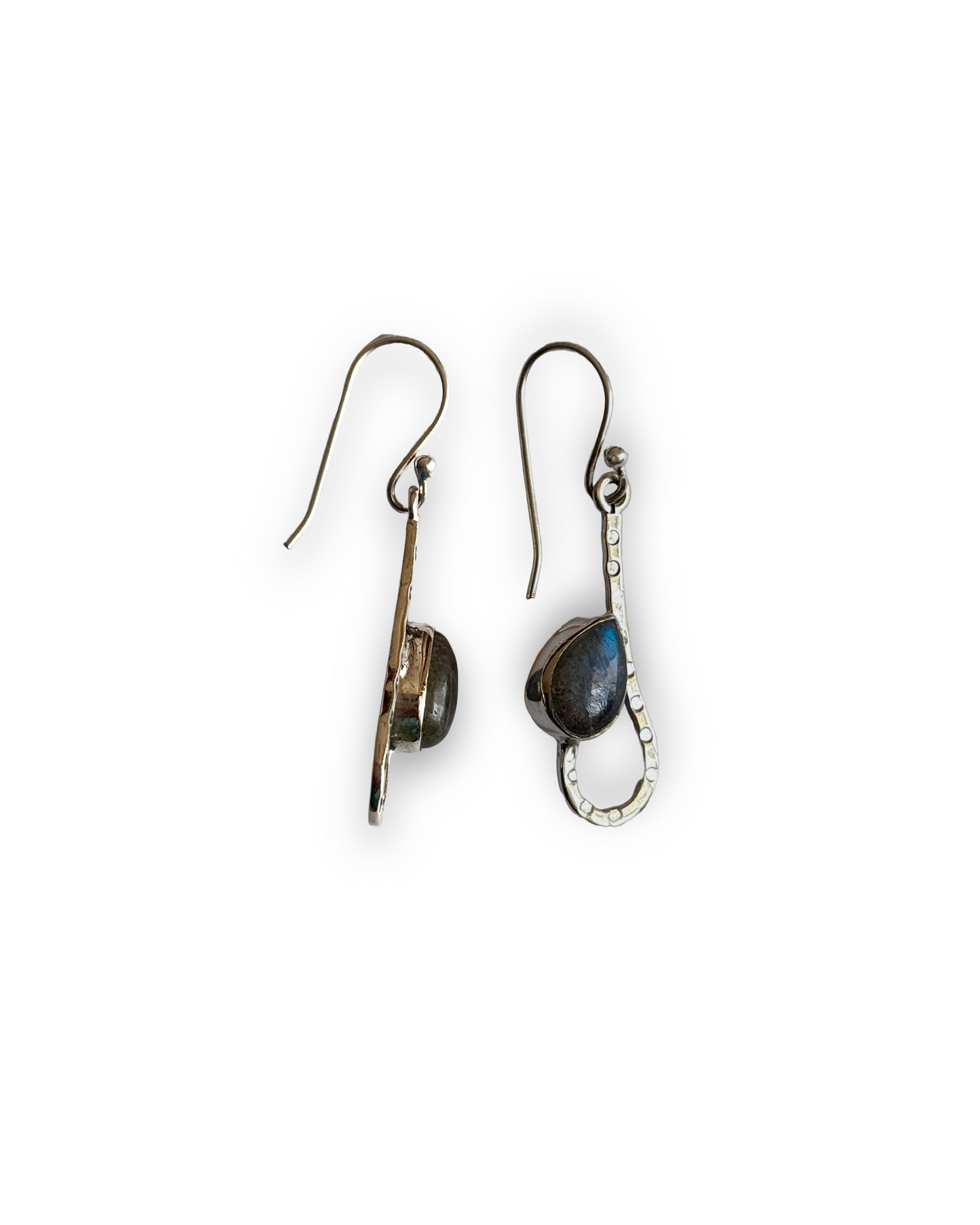Iris Glow - Labradorite Teardrop Dangle Earrings in 925 Silver