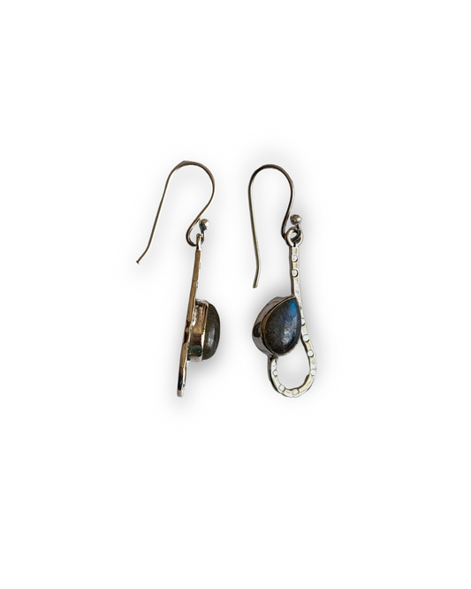Iris Glow - Labradorite Teardrop Dangle Earrings in 925 Silver