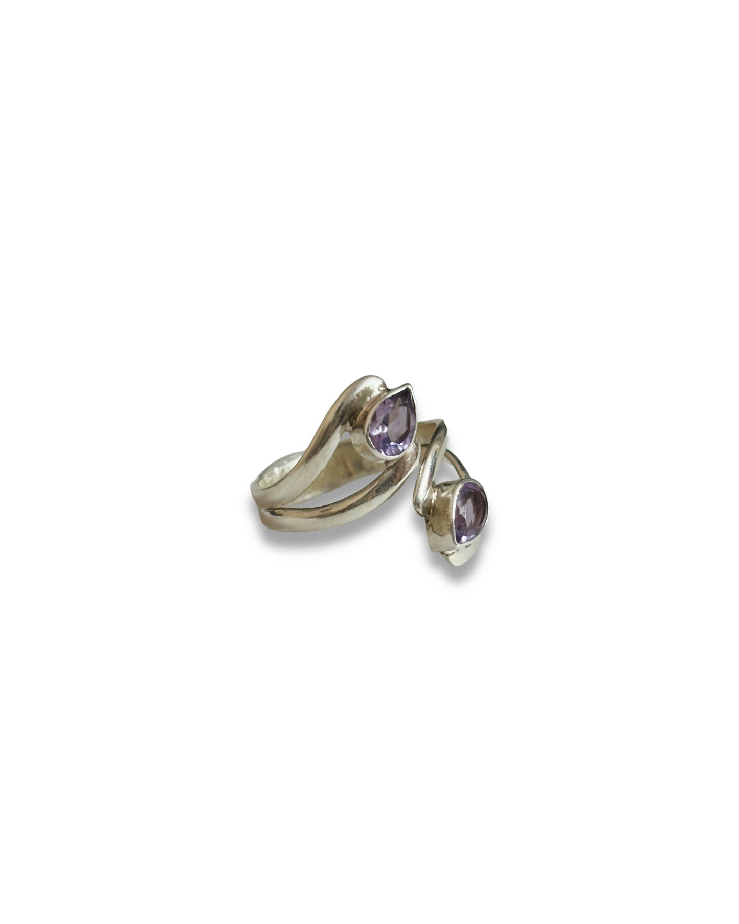 Lilac Duet - Amethyst Two Stone Adjustable Ring | 925 Silver