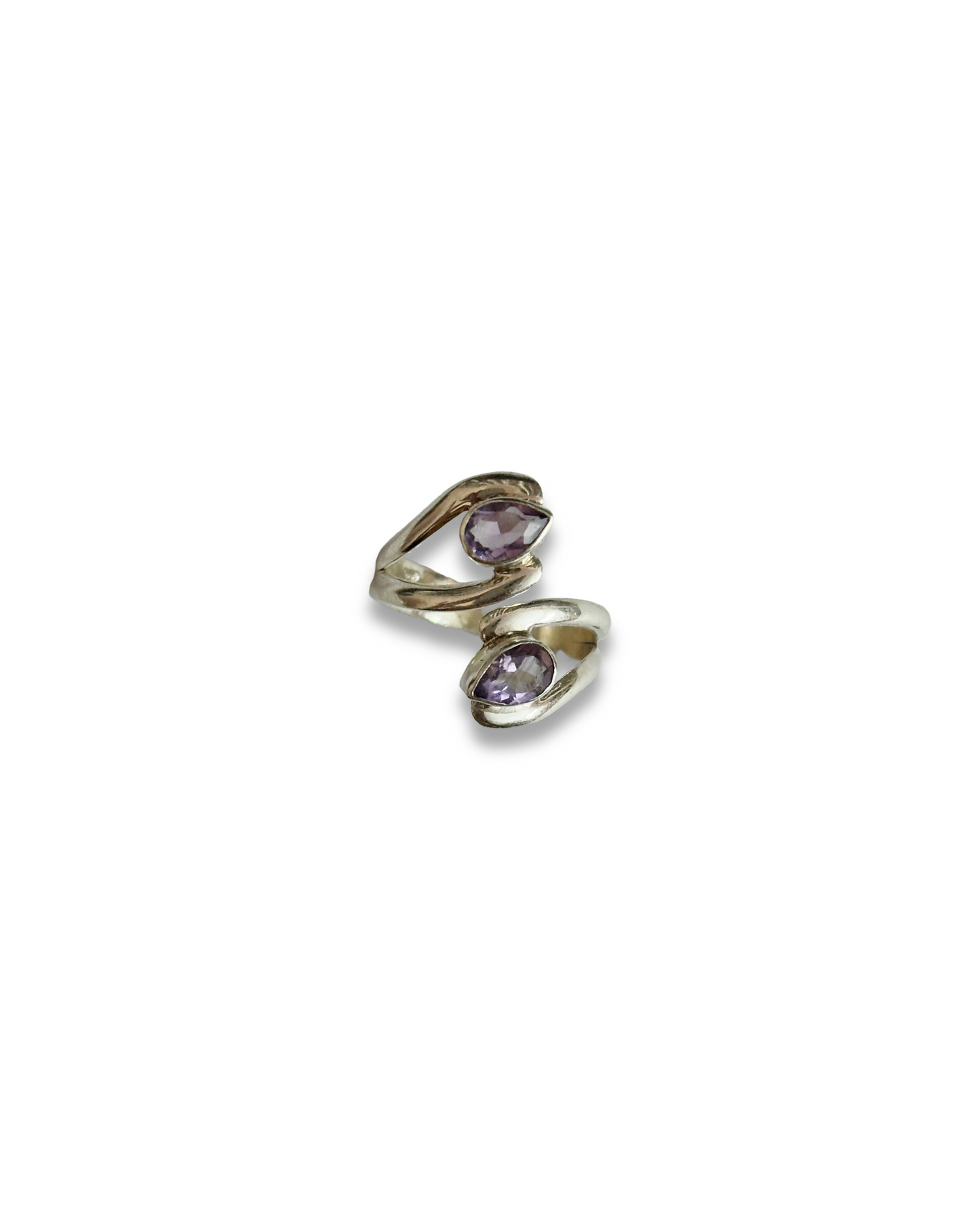 Lilac Duet - Amethyst Two Stone Adjustable Ring | 925 Silver