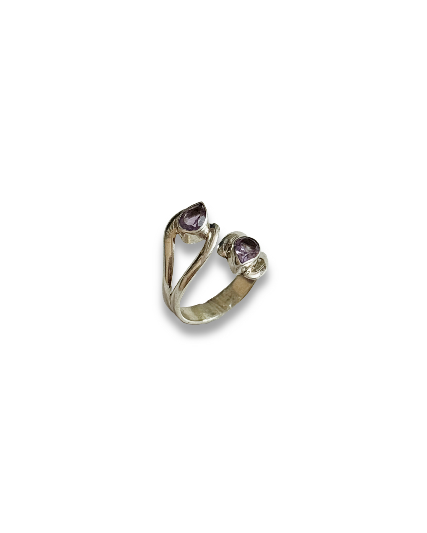 Lilac Duet - Amethyst Two Stone Adjustable Ring | 925 Silver