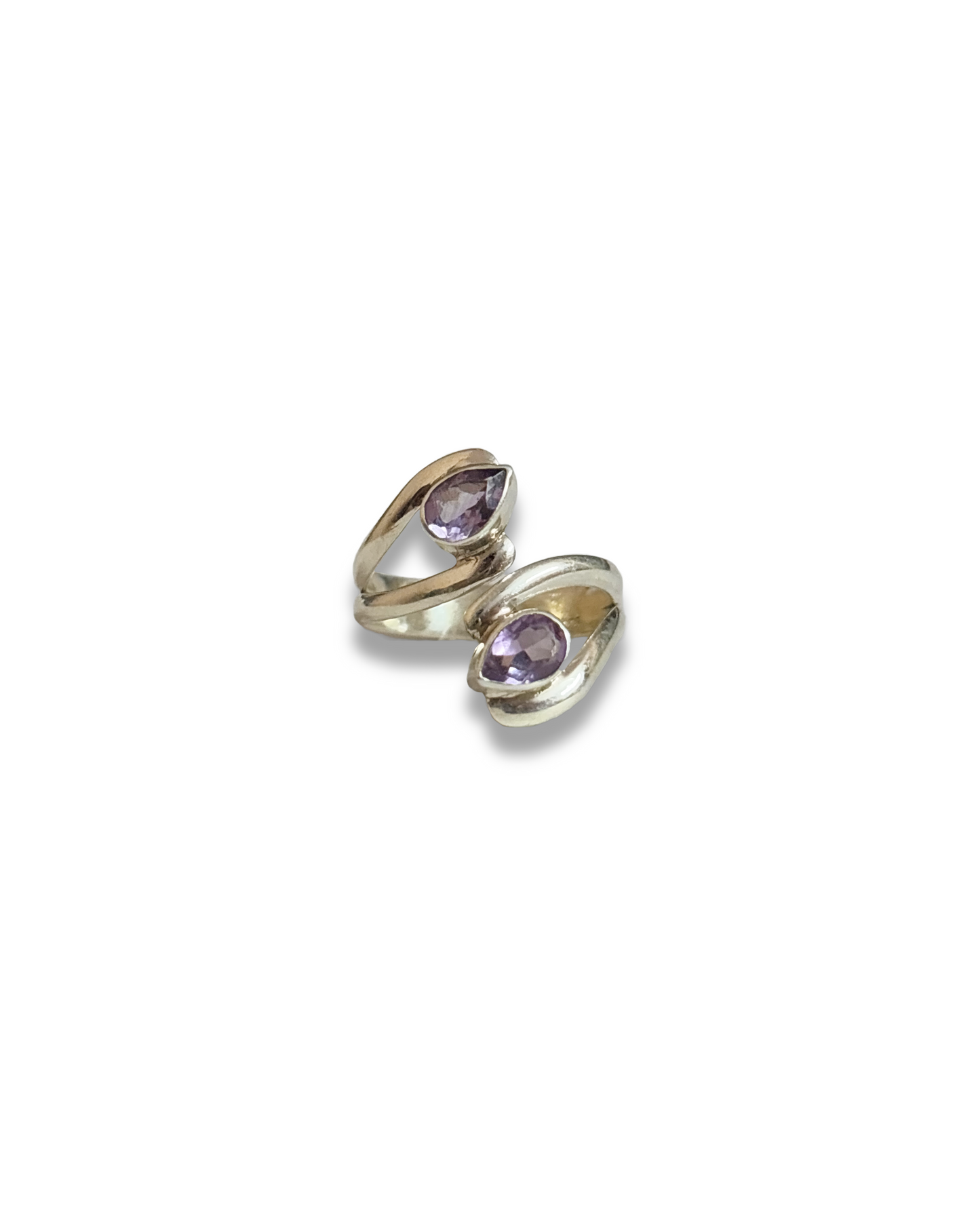 Lilac Duet - Amethyst Two Stone Adjustable Ring | 925 Silver