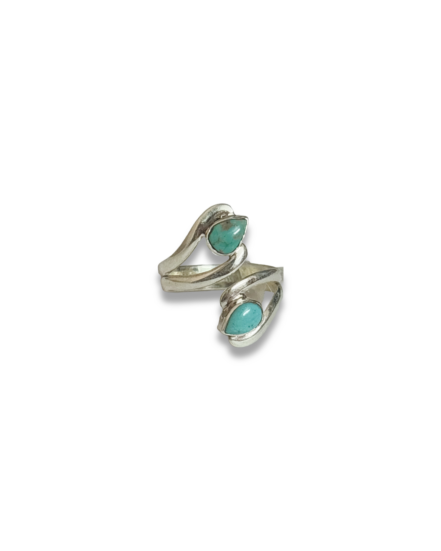 Aqua Duet - Turquoise Two Stone Adjustable Ring | 925 Silver