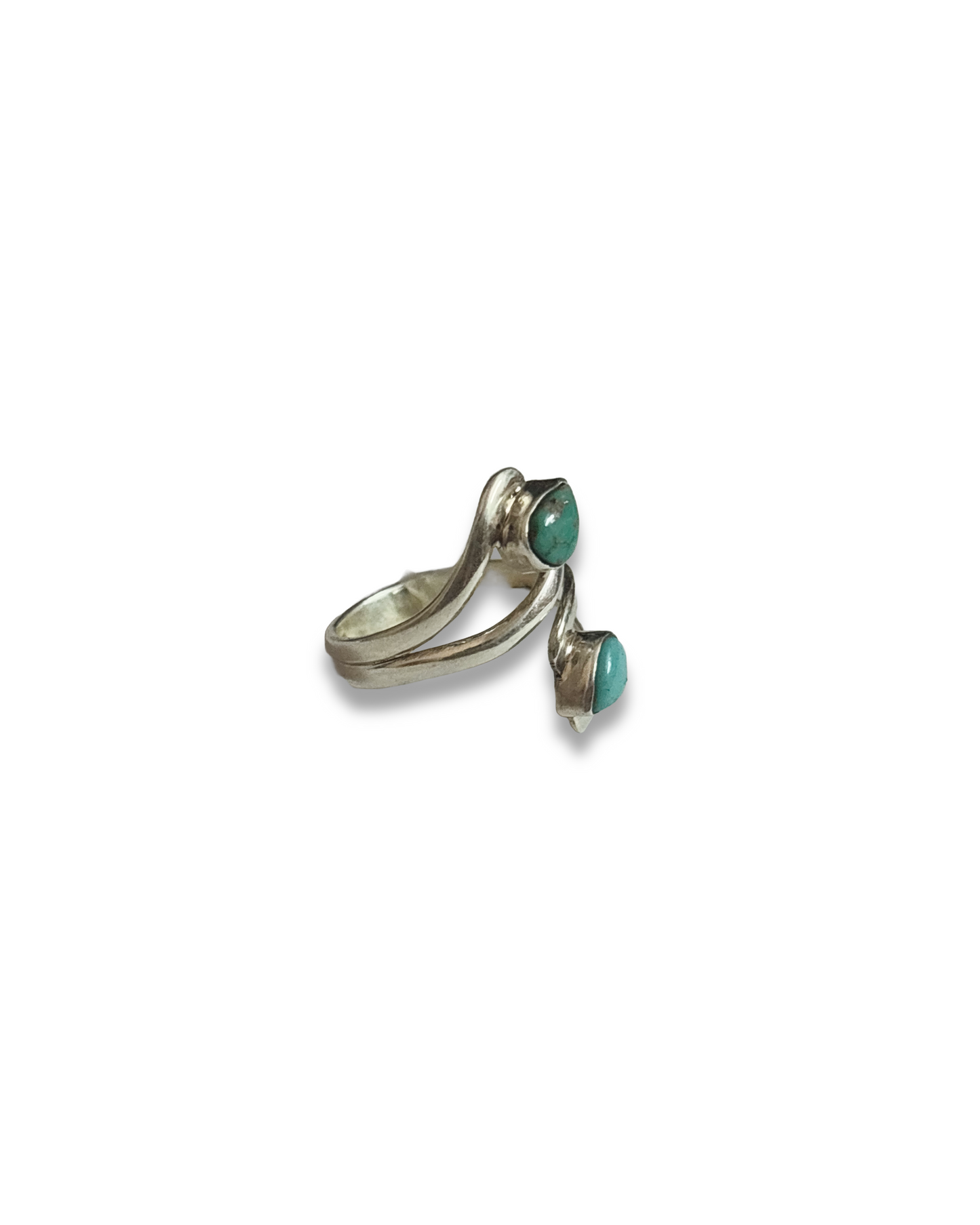 Aqua Duet - Turquoise Two Stone Adjustable Ring | 925 Silver