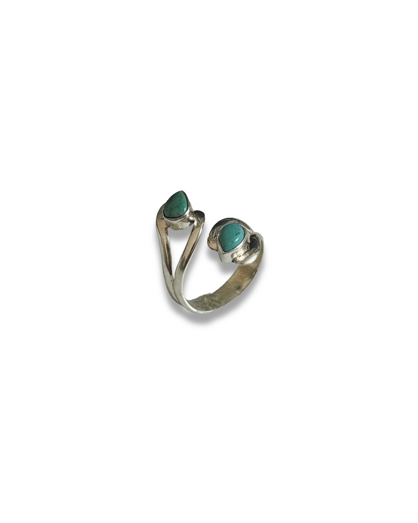 Aqua Duet - Turquoise Two Stone Adjustable Ring | 925 Silver