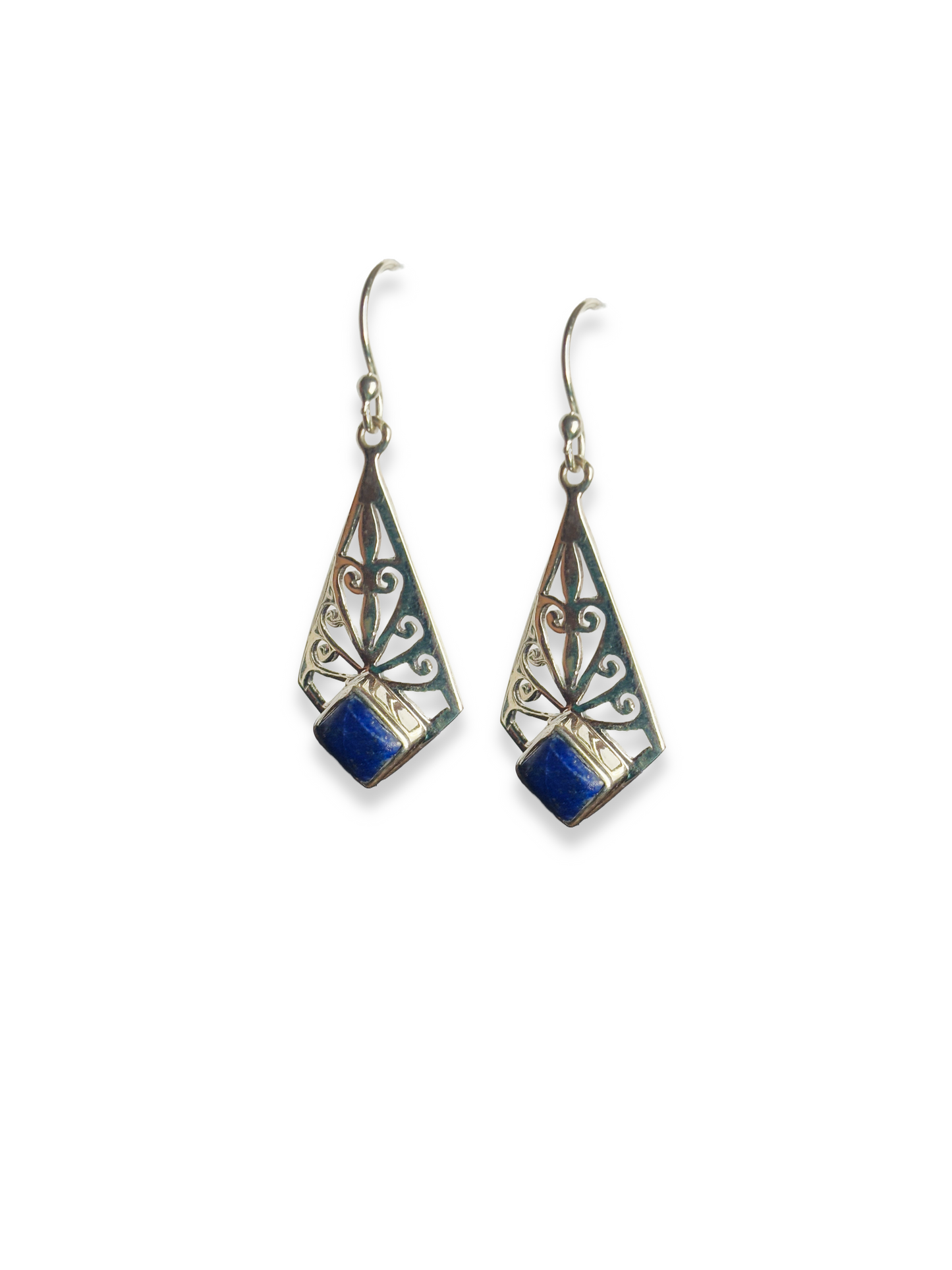 Midnight Muse - Lapis Lazuli Cutwork Dangle Earrings | 925 Silver