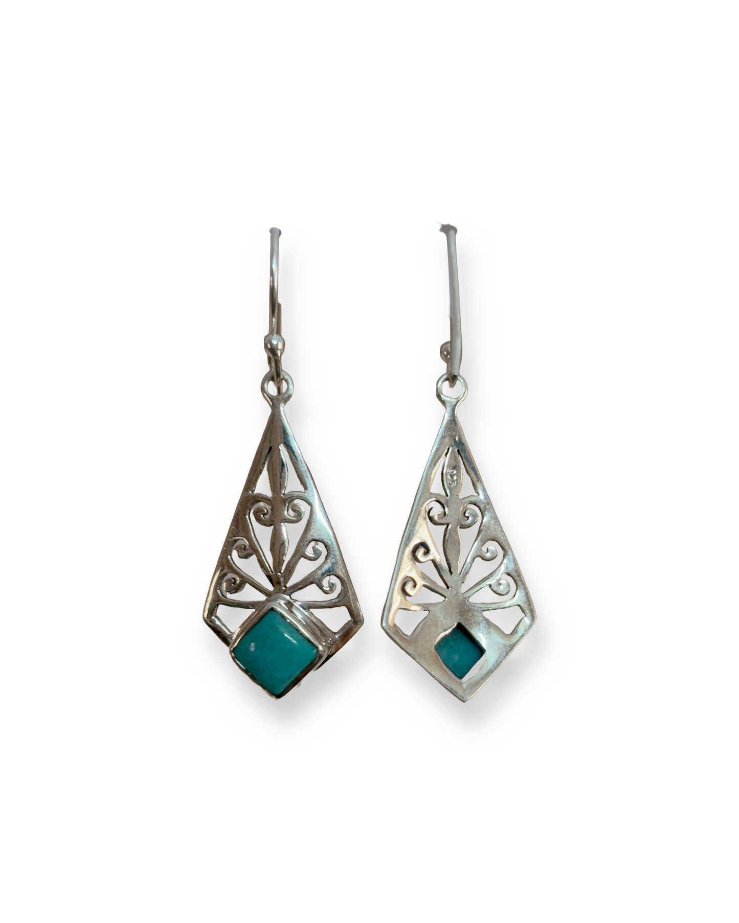 Sea Breeze - Turquoise Cutwork Dangle Earrings | 925 Silver